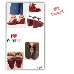 Valentino  Rockstud Wedge Sandals